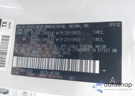 2022 Toyota Highlander Limited из США, поврежденный, VIN 5TDDZRBH4NS186788